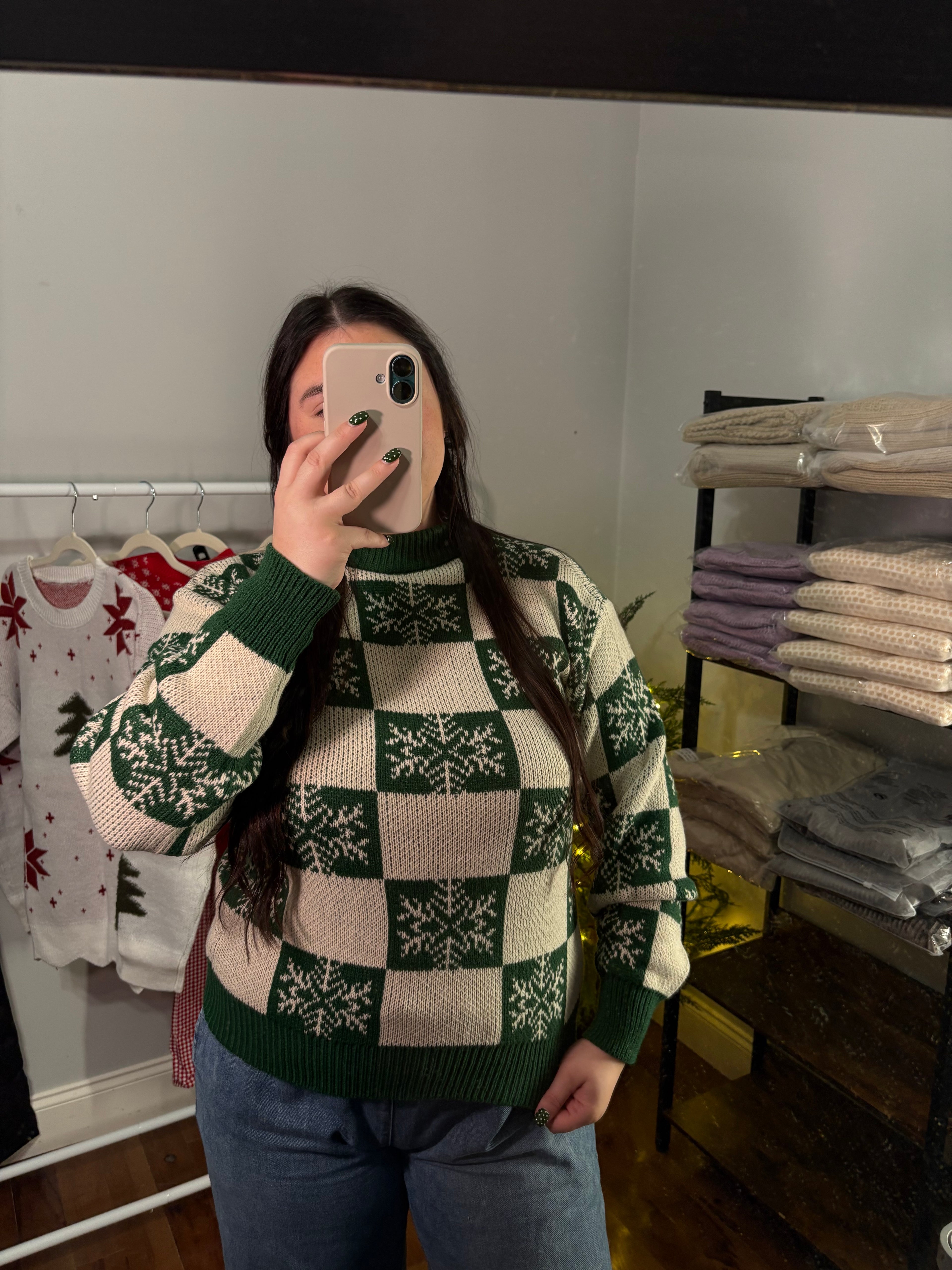 Snowflake Plaid Sweater